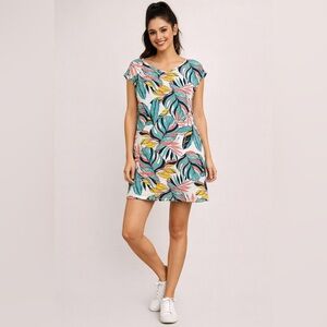 Tropical Leaf Print Dress T by Talbots Activewear Size L